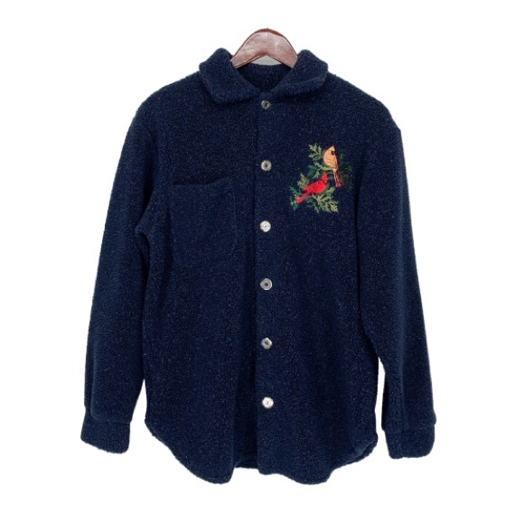 Vintage Art Unlimited Sportswear Embroidered Cardinal Sherpa Cardigan Sweater - Picture 1 of 16